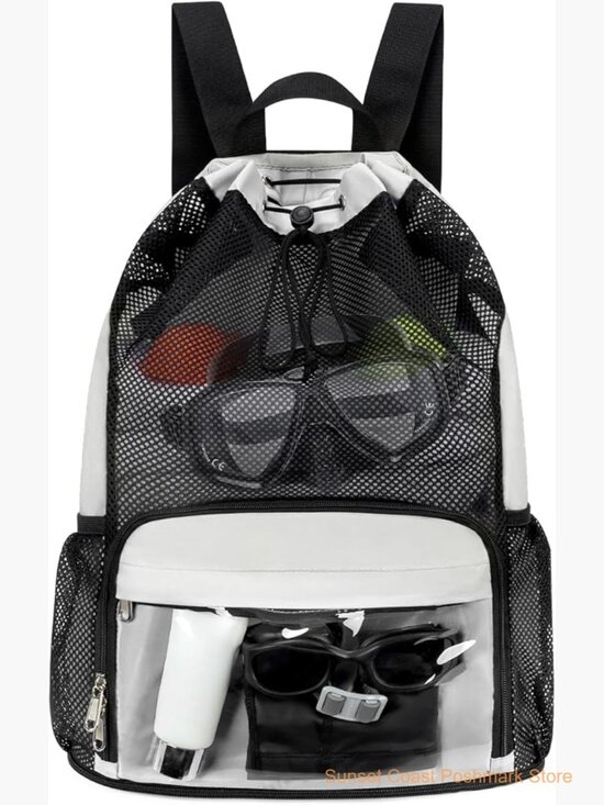Drawstring Backpack Sandproof Beach Bag with Shoe Compartment Wet Pocket main image 5